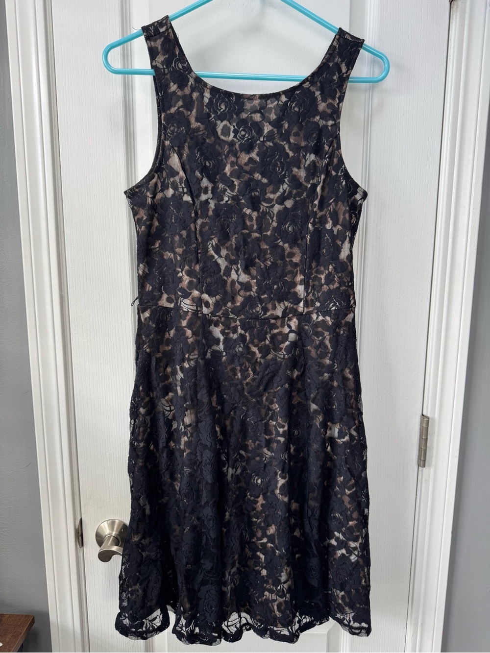 Maurices Black Lace Overlay Dress with Cheetah Lining